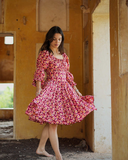 Korte Vaiana Jurk print rood