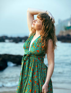 Ancient Whispers Summer Dress Dark Green