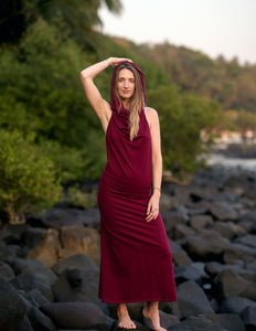 Nyx Hooded Dankini dress Maroon red