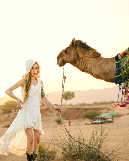 Boho Festival jurk Gebroken wit