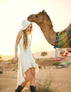 Boho Festival jurk Gebroken wit