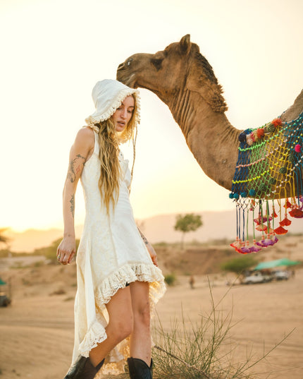 Boho Festival jurk Gebroken wit