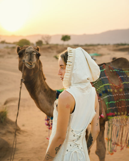 Boho Festival jurk Gebroken wit