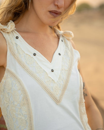 Boho Festival jurk Gebroken wit