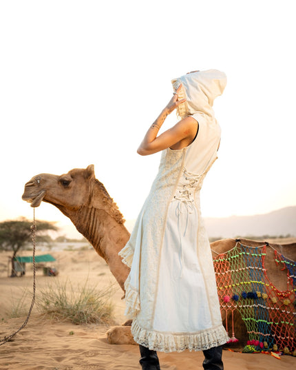 Boho Festival jurk Gebroken wit