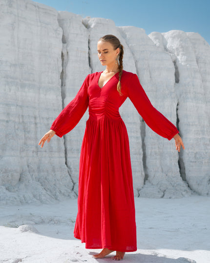 Rani Lange jurk Knalrood