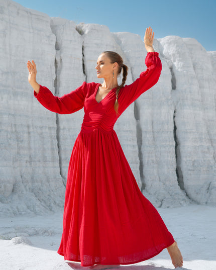 Rani Lange jurk Knalrood