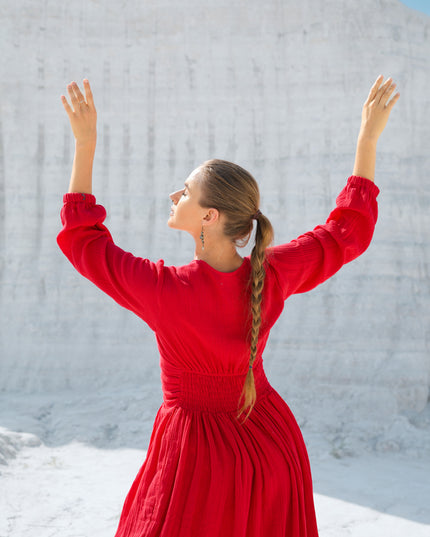 Rani Lange jurk Knalrood