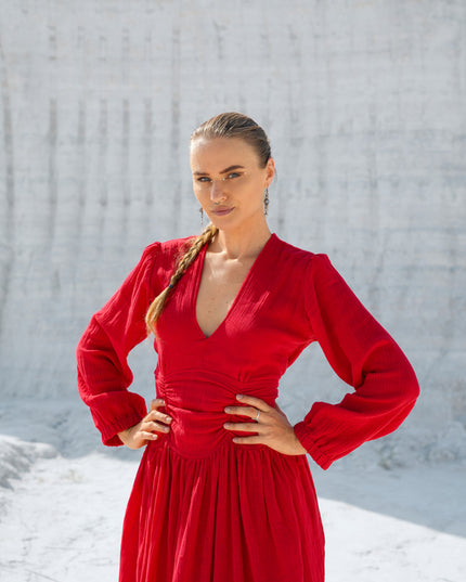 Rani Lange jurk Knalrood