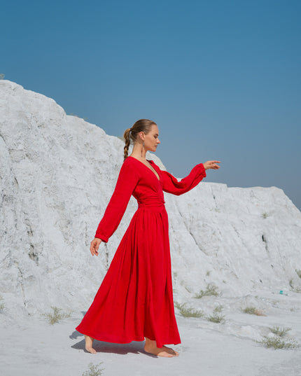 Rani Lange jurk Knalrood