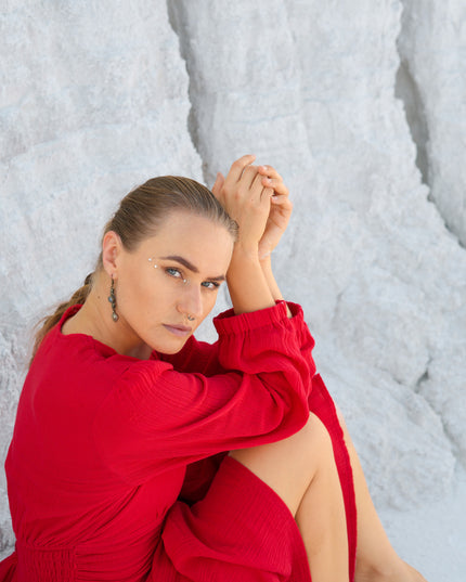 Rani Lange jurk Knalrood