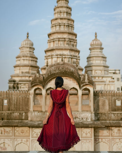 Boho Festival jurk Marroon Rood