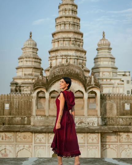 Boho Festival jurk Marroon Rood