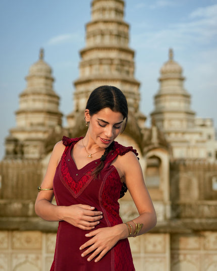 Boho Festival jurk Marroon Rood