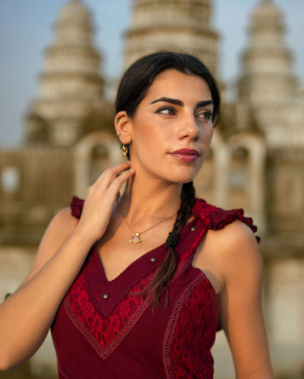 Boho Festival jurk Marroon Rood