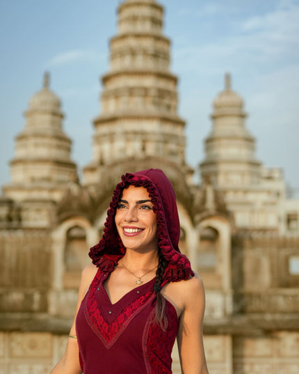 Boho Festival jurk Marroon Rood