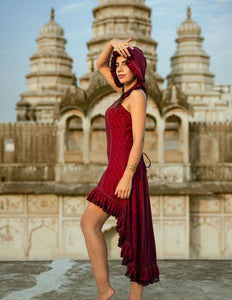 Boho Festival jurk Marroon Rood