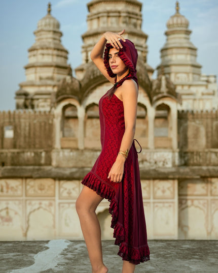 Boho Festival jurk Marroon Rood