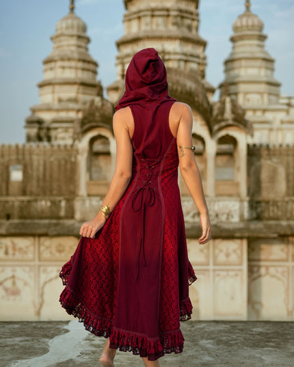 Boho Festival jurk Marroon Rood