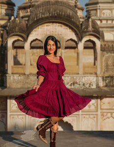 Korte Vaiana Jurk Burgundy