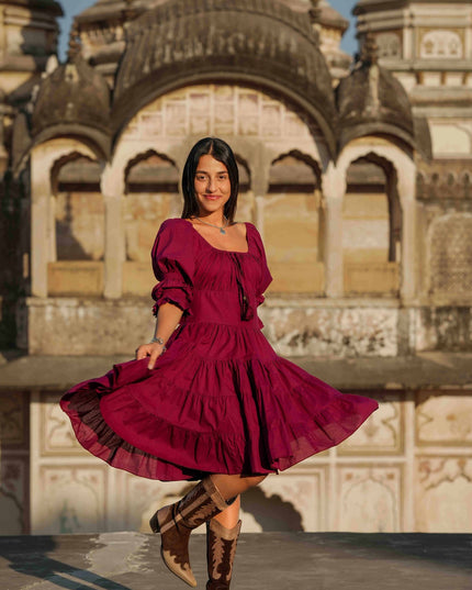 Korte Vaiana Jurk Burgundy