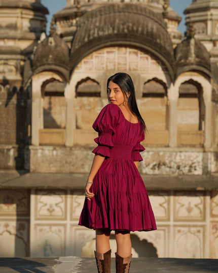 Korte Vaiana Jurk Burgundy