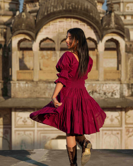 Korte Vaiana Jurk Burgundy