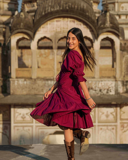 Korte Vaiana Jurk Burgundy