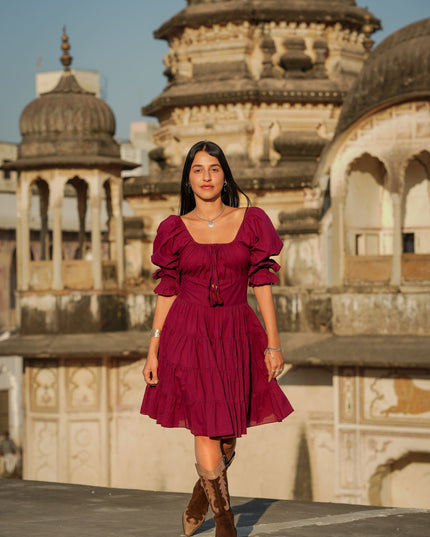 Korte Vaiana Jurk Burgundy