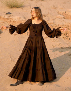 Vaiana Lange Jurk Donkerbruin