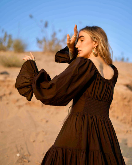Vaiana Lange Jurk Donkerbruin