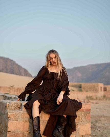 Vaiana Lange Jurk Donkerbruin