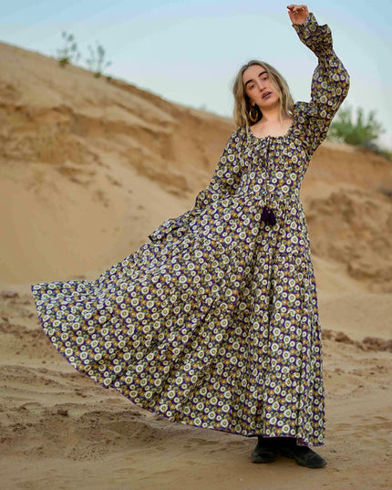 Vaiana Lange Jurk Print Paars