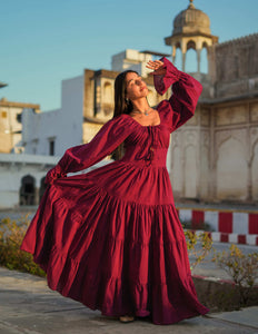 Vaiana Lange Jurk Burgundy