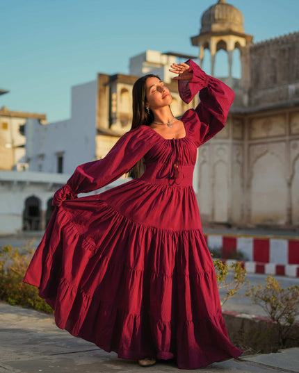 Vaiana Lange Jurk Burgundy