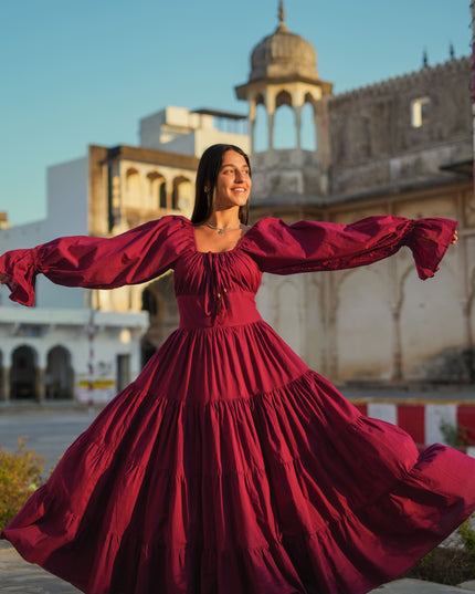 Vaiana Lange Jurk Burgundy