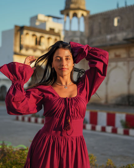 Vaiana Lange Jurk Burgundy