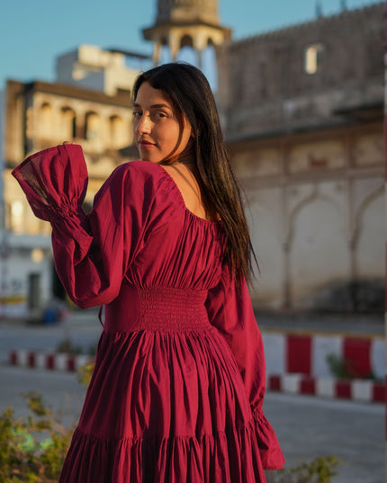 Vaiana Lange Jurk Burgundy