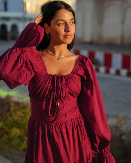 Vaiana Lange Jurk Burgundy