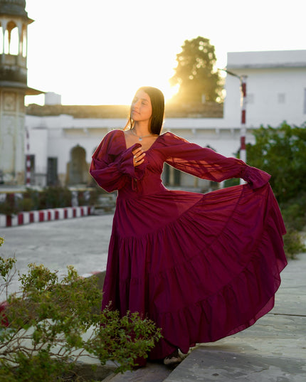 Vaiana Lange Jurk Burgundy