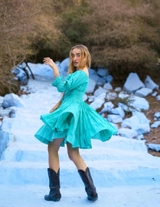 Korte Vaiana Jurk Turquoise