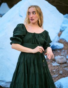 Korte Vaiana Jurk Donkergroen