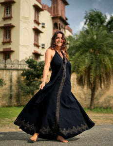 Moonflower zomerjurk Zwart