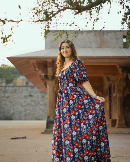 Grace Jurk Bloemprint Blauw