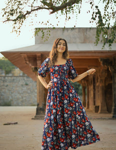 Grace Jurk Bloemprint Blauw