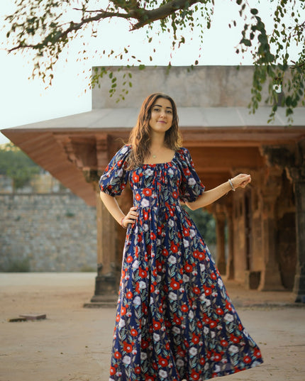 Grace Jurk Bloemprint Blauw