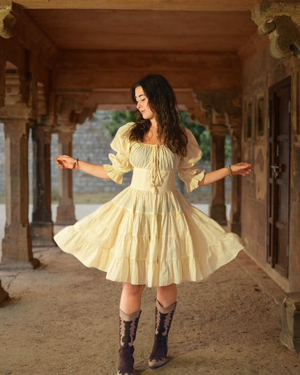 Korte Vaiana Jurk Ecru