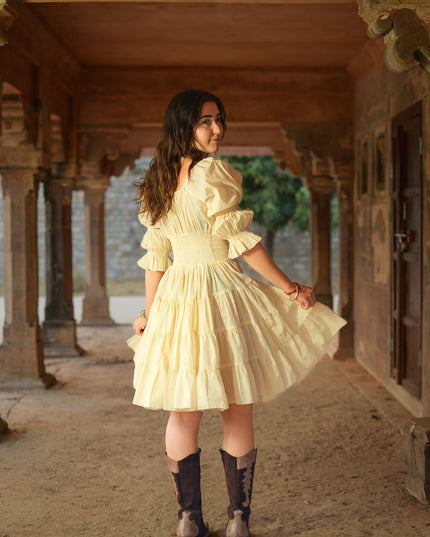 Korte Vaiana Jurk Ecru