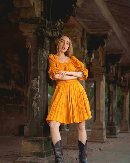 Korte Vaiana Jurk Zonnenbloemgeel