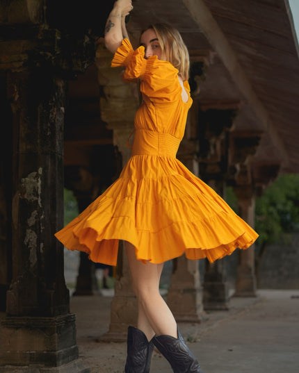 Korte Vaiana Jurk Zonnenbloemgeel